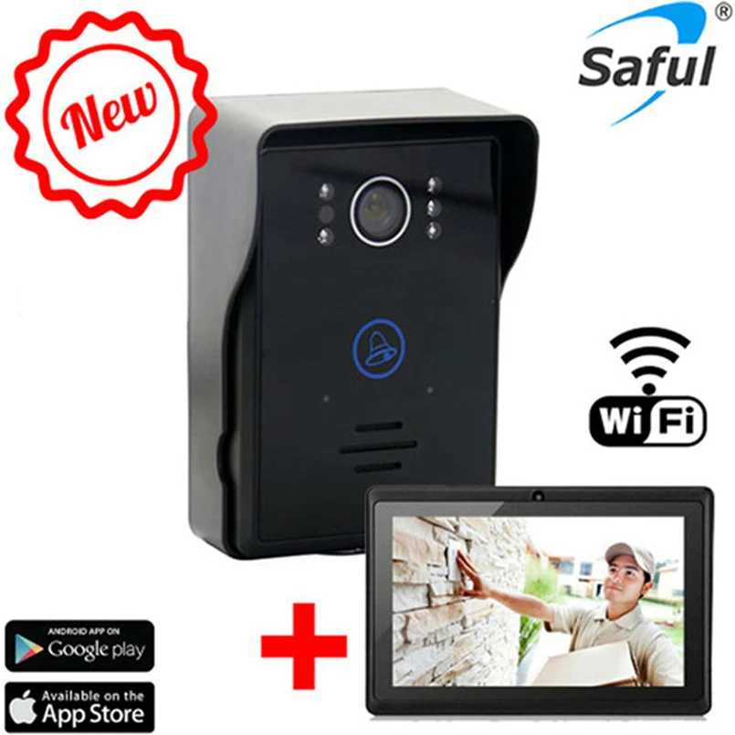

Wireless Wifi Video Door Phone +7" Tablet Wifi Doorbell Camera System with IR Night Vision Motion DetectionDoor Intercom