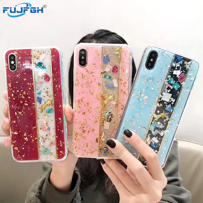 

New Luxury Gold Foil Bling Marble Mobile Phone Case For iPhone 7 8 6 Plus 6S Plus Case For iPhone XR X XS Max Flash Metal Case