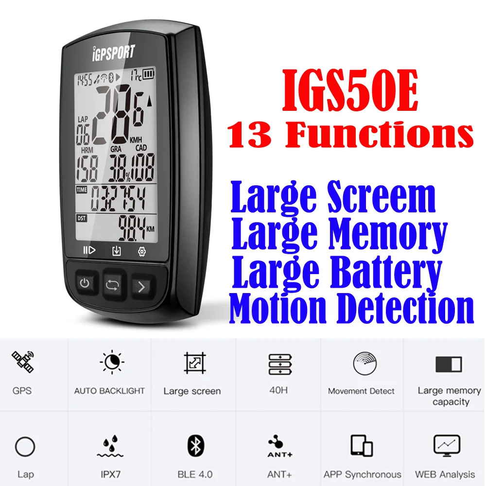 

13 Fuctions IN STOCK Motion Wak Up iGPSPORT iGS50E Cycling Computers ANT+ Bluetooth 4.0 Speedometer for Bike Sport