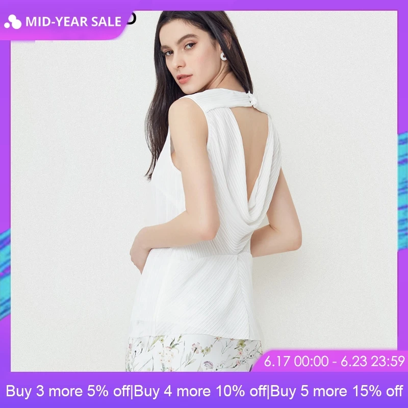

SELECTED New White Folded Blouse in Spring and Summer | 4182W3510