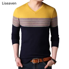 Liseaven пуловеры мужские лоскутные кашемировые свитера Зимний вязаный пуловер свитер Мужская одежда