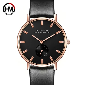 

Hannah Martin Luxury Rose Gold Watch Women Fashion Leather Casual Sport Watch Women's Quartz Watch Clock reloj mujer kol saati