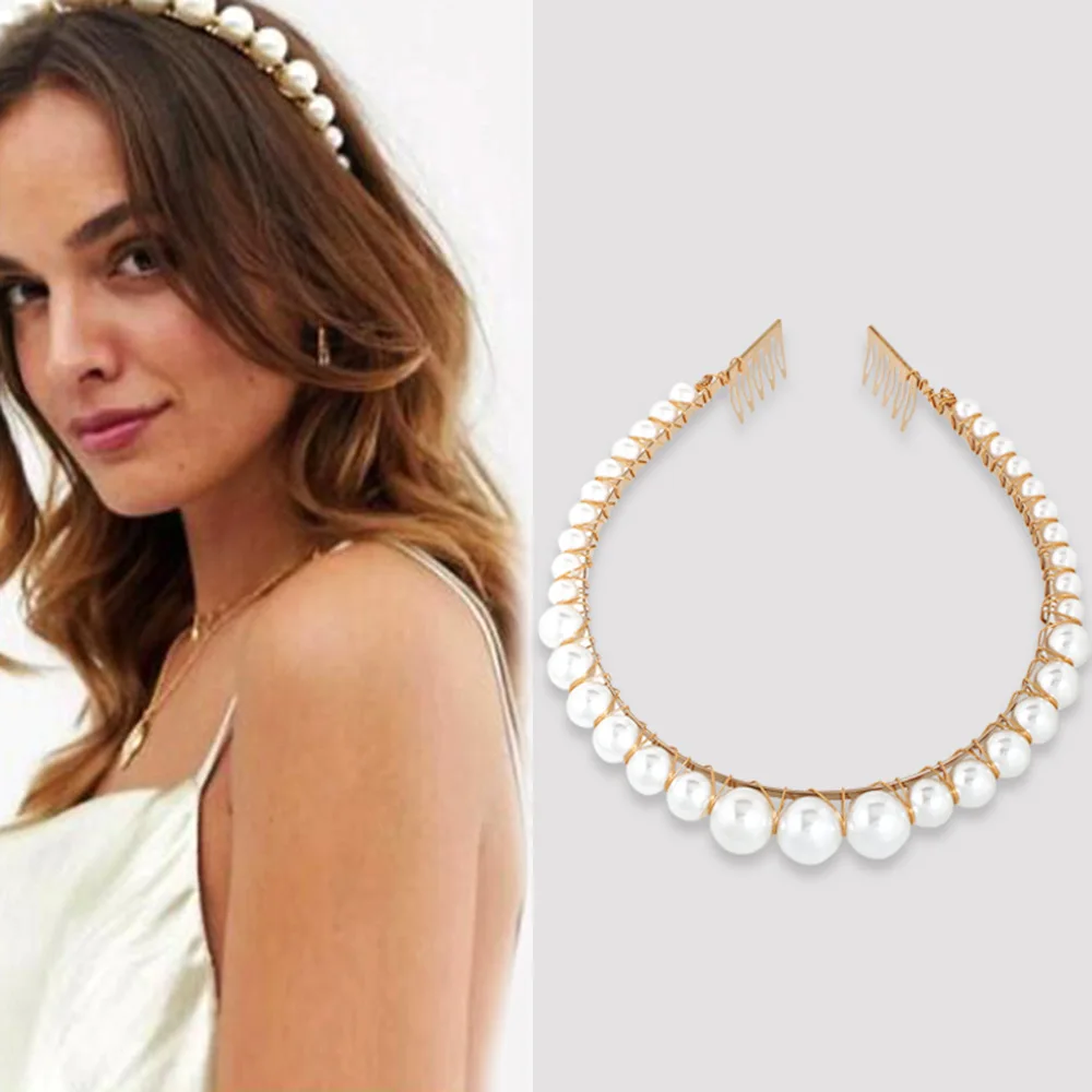 

New Fashion Imitation Pearl Headband Lady Temperament Hair Accessories Headband Wedding Hair Accessories Bridal Hair Accessories