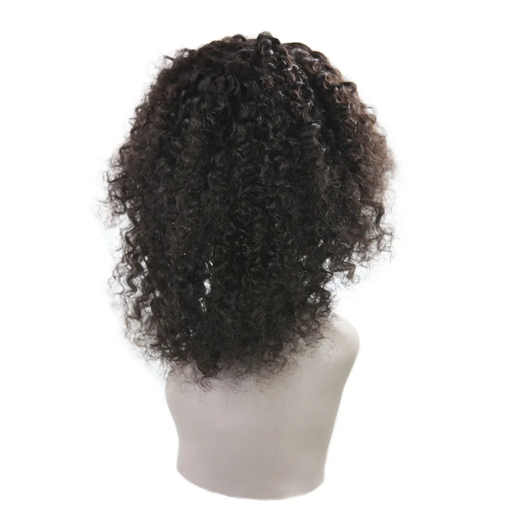 

Full Shine Glueless Hair Wig Natual Black Color Lace Front Wig 150 Density Brazilian Real Hair Wig with Baby Hair Afro Curl
