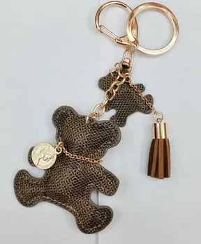 

by dhl or fedex 200pcs New fashion!Pattern Bear PU Leather Tassel Ring Bag Pendant Handbag Charm