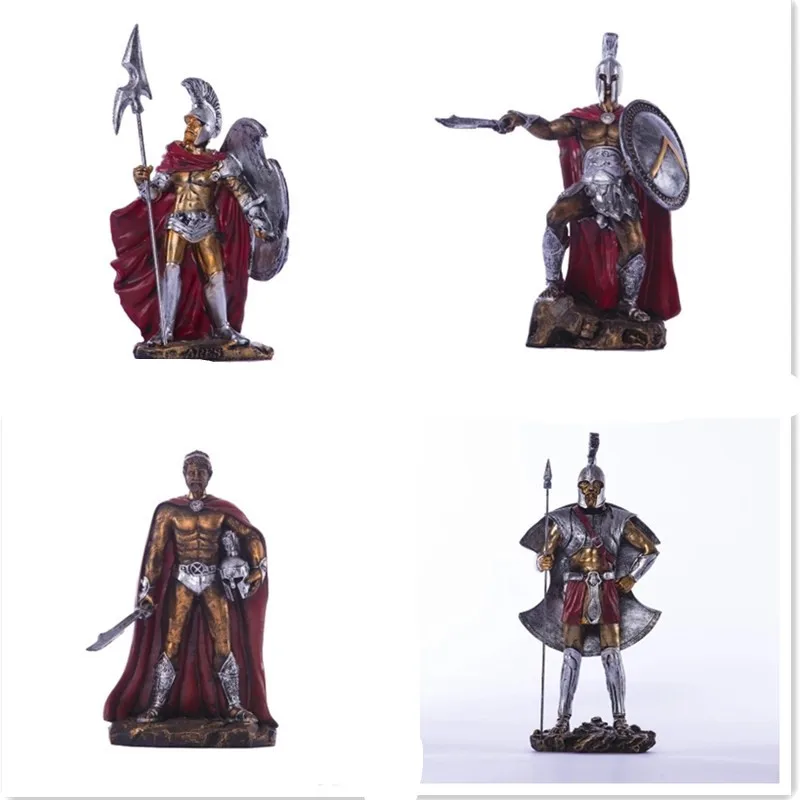 

European Style Retro Roman Soldier Sparta Warrior Rome Warrior Resin Statue Creative Craftwork Home Furnishing Articles G1549