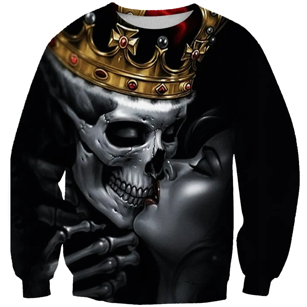 

Fashion Trend Spring and Autumn Pullovers 3D Digital Printed Skull Bride Pullovers Street Hip-hop Boys Classic Pullovers