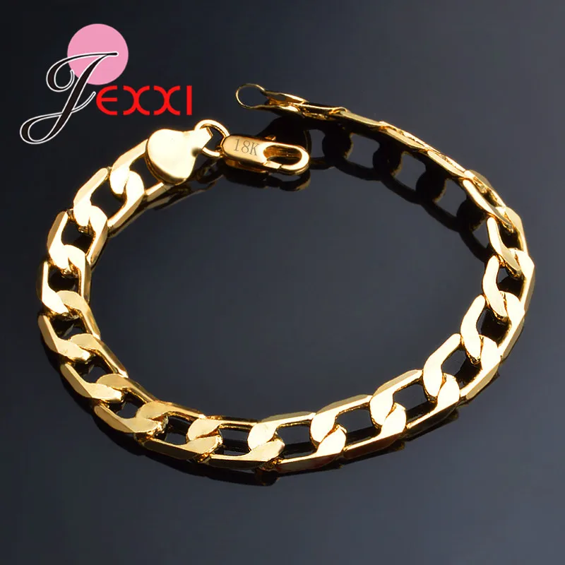 6/8/10/12 MM Classic Chain Bracelet Gold Color Cool Men Link Wedding Jewellery Pulseira Ouro | Украшения и аксессуары