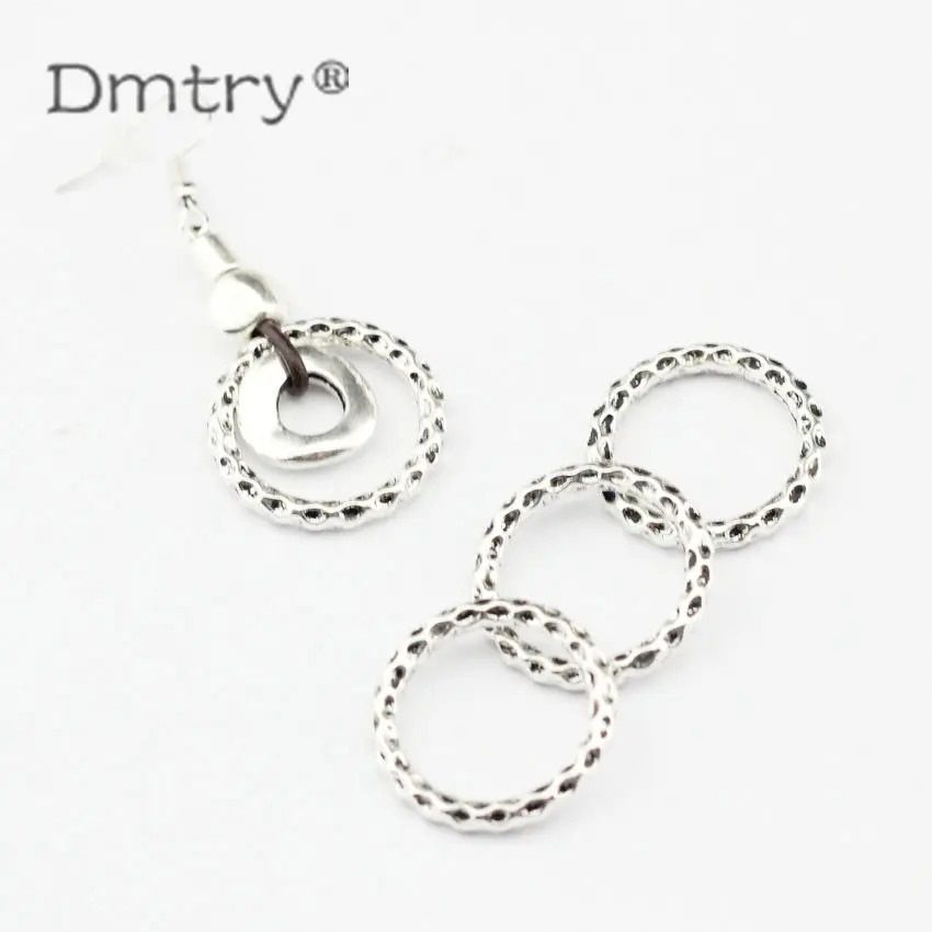 

Dmtry 10pcs/lot Wholesale New Ancient Silver Plated Charms Spacers Connector Round Bracelet Diy Jewelry Making Findings LC0069