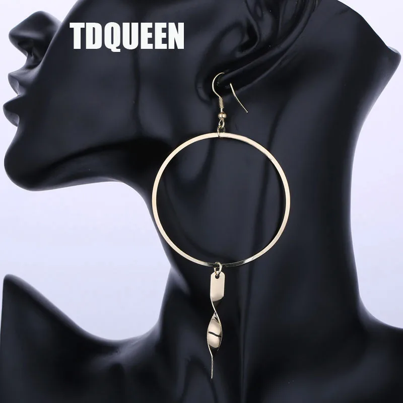 Women Fashion Geometric Circle Round Dangle Earrings Gold Color and Silver Plated Metal Twisted Dangling Earrings Party Jewelry (6)