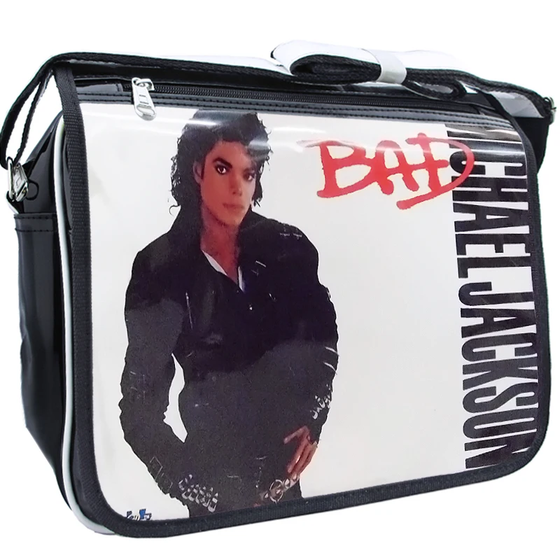 

Michael Jackson Teaser Style PU PVC Single Shoulder Bag MJ BAD Perilous Journey Messenger Bag School Fashion Men Student Bag