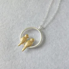 Jemmin Women Necklace 925 Sterling Silver Jewelry Pendants Double Gold Bird Necklace Female Fashion Lock Chain Fine Gifts