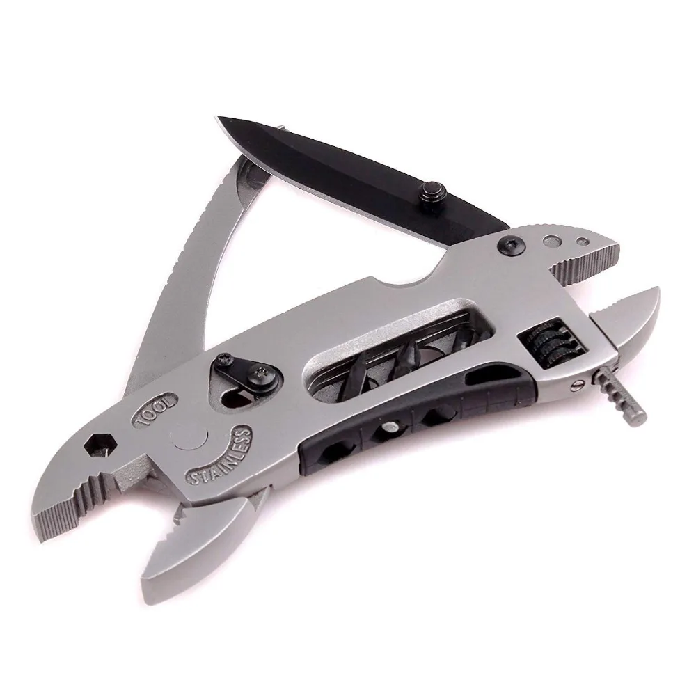 Outdoor Survive Camp Fold Multi Tool Knife Repair Adjust Screwdriver Wrench Jaw Plier multifunction spanner gear kit survival (6)