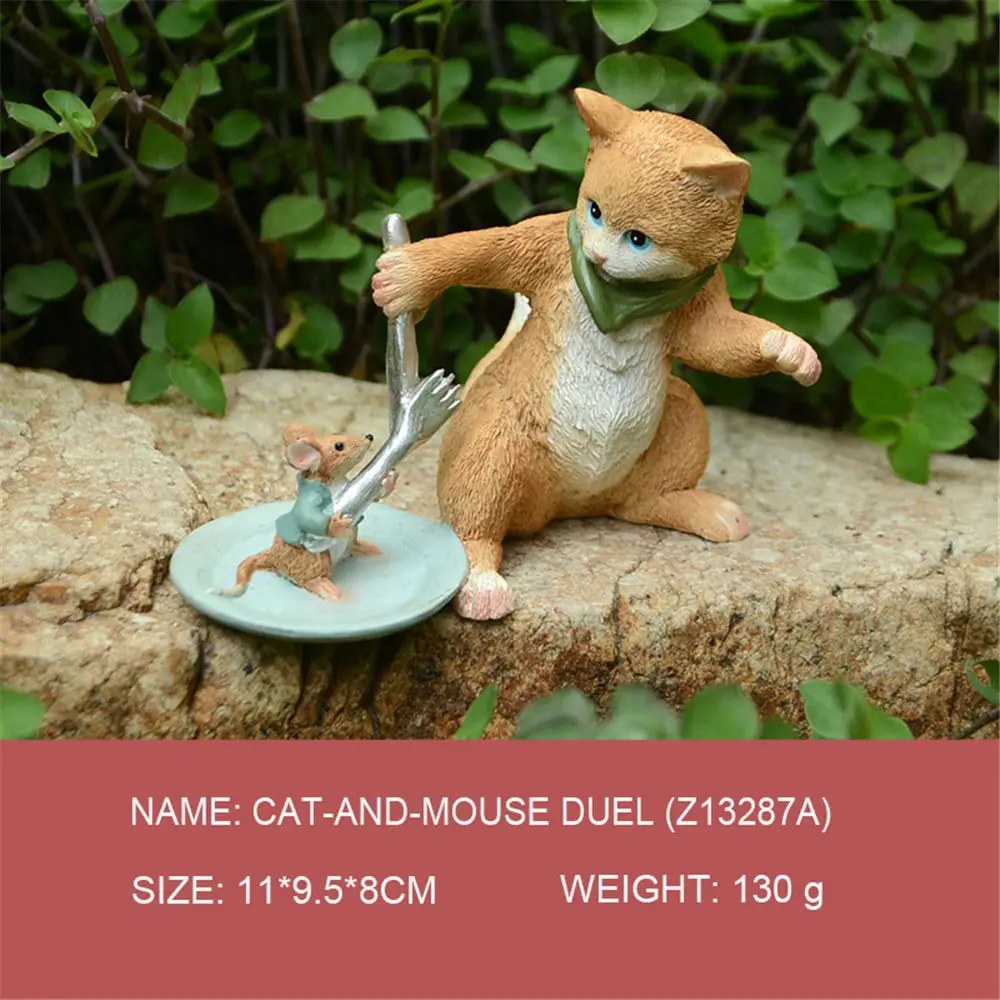 Mini Mice and Cat Resin Figurines for Home Decor Mice Mouse Rat Ornaments Miniature Fairy Garden Animal decoration gifts - Цвет: Z13287A