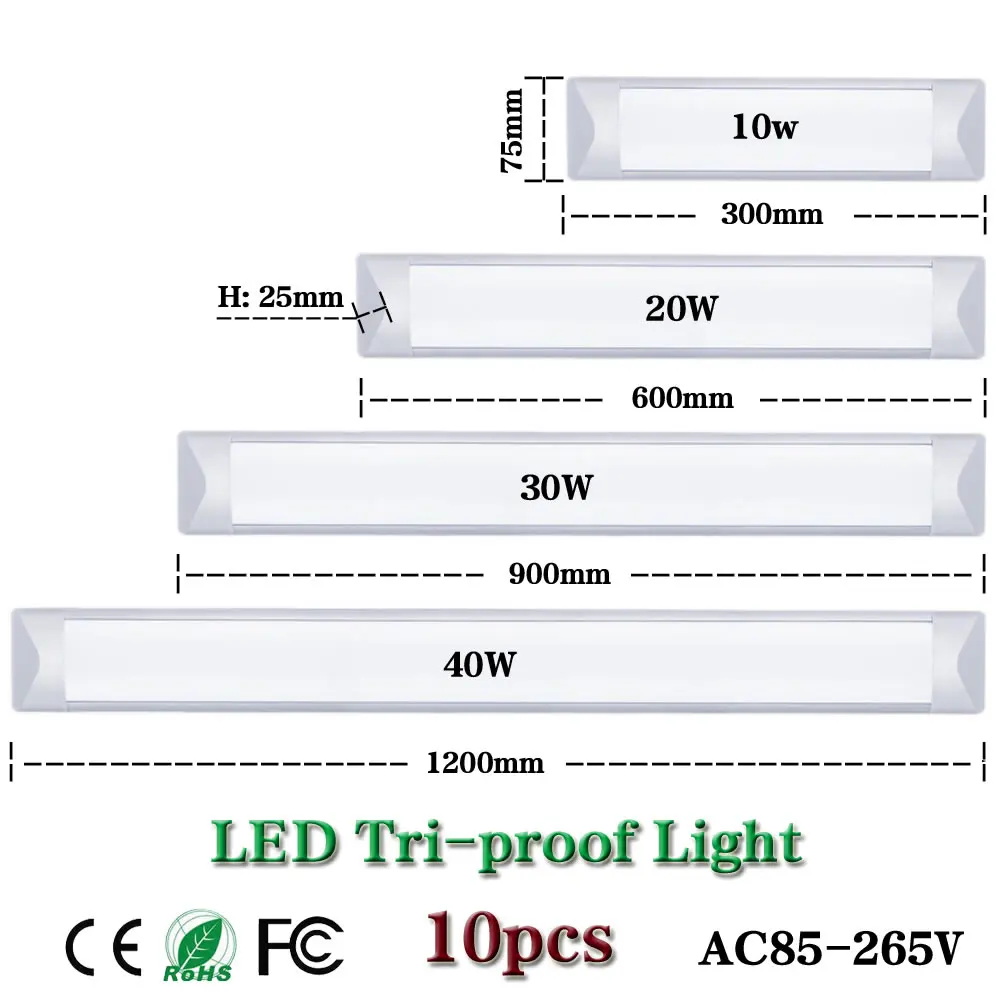 

LED Tri-Proof Light Batten Tube 30cm/60cm/120cm 40W Explosion Proof LED Tube Lights Replace Fluorescent Light Fixture Ceiling