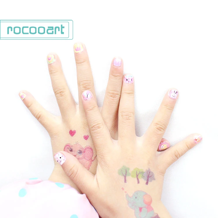 Rocooart DIY детские наклейки для ногтей милый мультяшный Дизайн ногтей украшения ногтей Обертывания для детей летние элементы Маникюр Фольга наклейки для ногтей