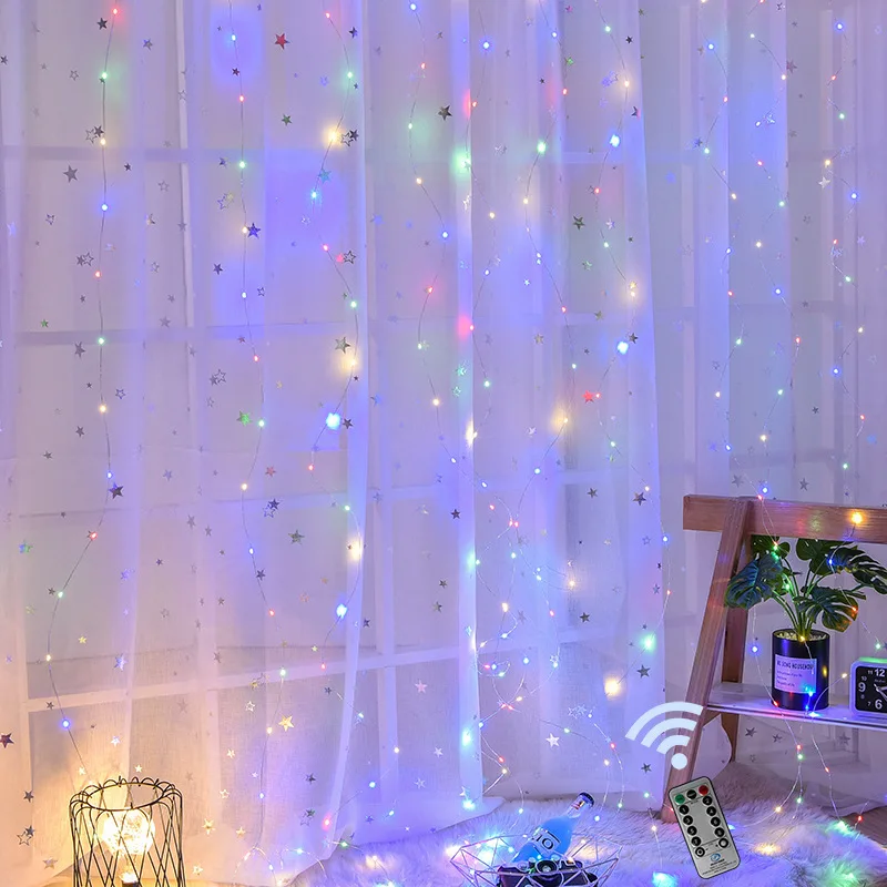 

3x3M Battery Led Icicle Led Curtain Fairy String Light Fairy Light Led Christmas Light Copper Wire LED for Wedding Party Decor