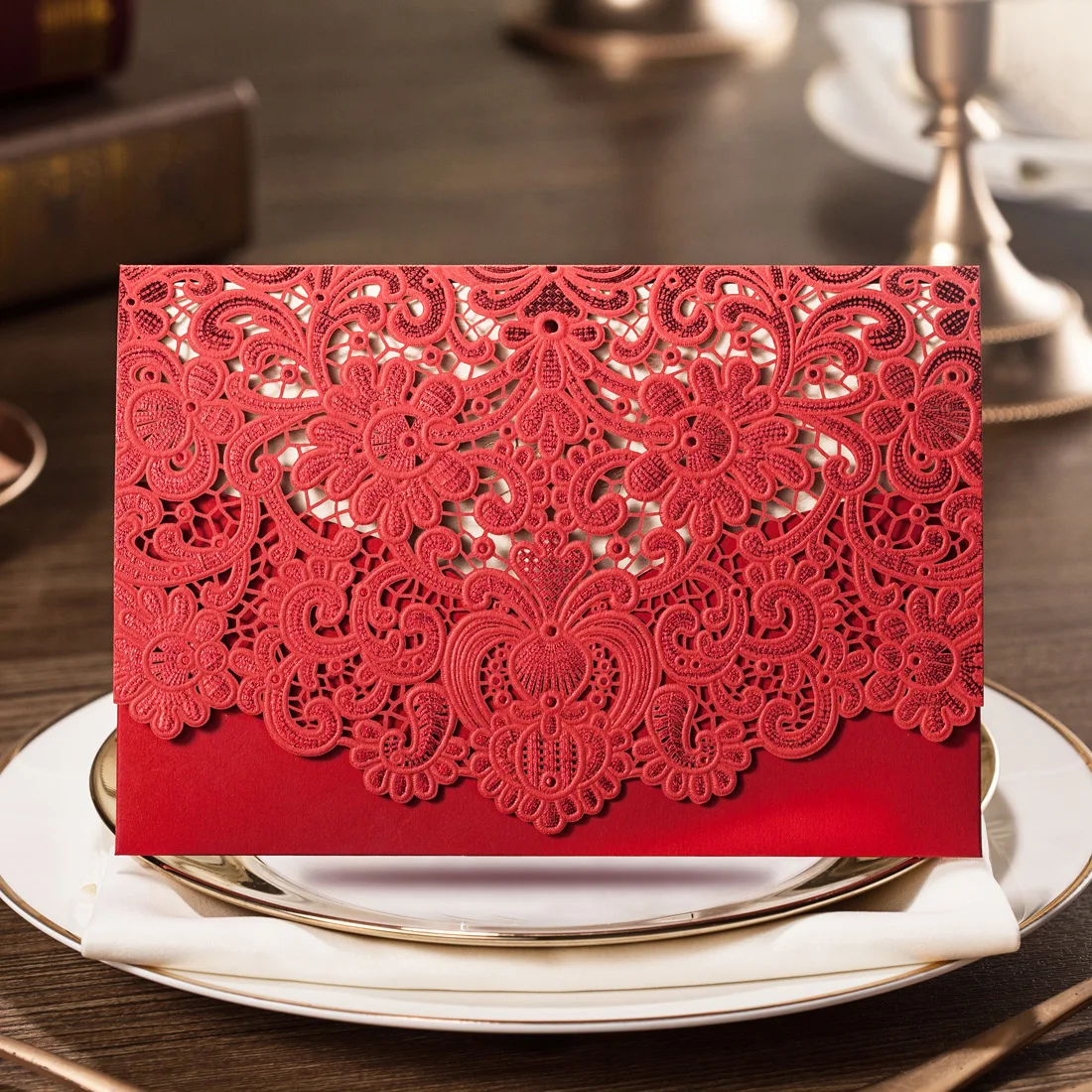  20Pcs White Laser Cut Wedding Invitations Blank Engagement Customized Invitation Card with Envelope - 32989385487