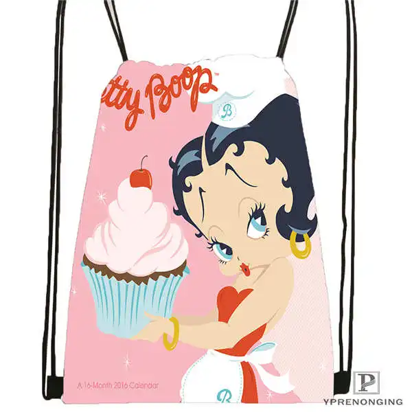 На заказ betty-boop-вариант походная сумка на шнурке милый рюкзак для детей(черная спинка) 31x40 см#20180611-02-79 - Цвет: Drawstring Backpack