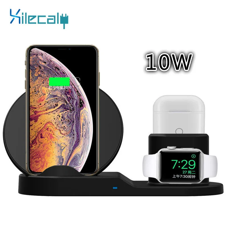 

3in1 Fast Wireless Charger Dock For Apple Watch 3 2 iPhone X S XR XS Max 8 Plus AirPods QI Wireles Charging Stand For iphone