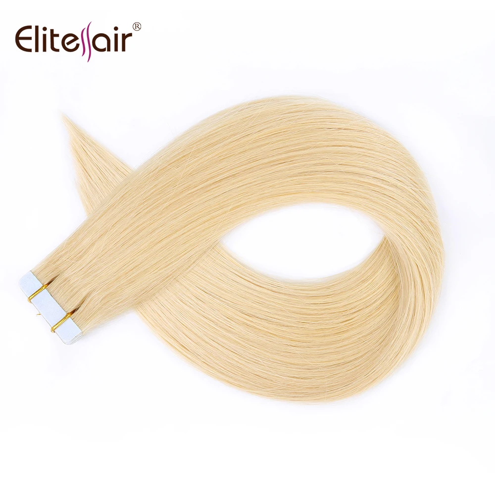 Elitessair Tape In Remy Hair Extensions 16&quot 18&quot 20'' Cuticle Virgin PU Invisible Extension 20pcs Free Shipping |