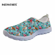 INSTANTARTS/обувь на плоской подошве с милыми собачками и цветами; женская летняя обувь; супер-светильник; сетчатые кроссовки; боксеры; Bichon Frise Terrier; обувь на плоской подошве с цветочным рисунком