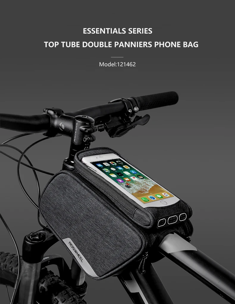 Sale Touchscreen Water Resistant Cycling Bike Bicycle Front Frame Top Tube Double Bag Pannier with 5.7inch Mobile Cell Phone Case 0