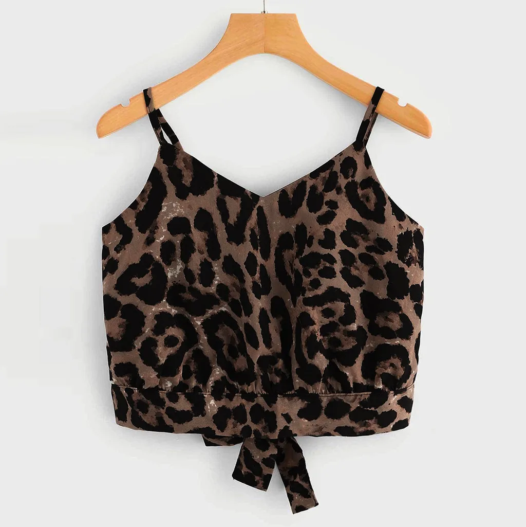 

Fashion Casual Sexy Tops Leopard Printed V-Neck Women Crop Top 2019 Summer Cami Vest Tops Feminino Camisole Blouse Tee 19MAR8
