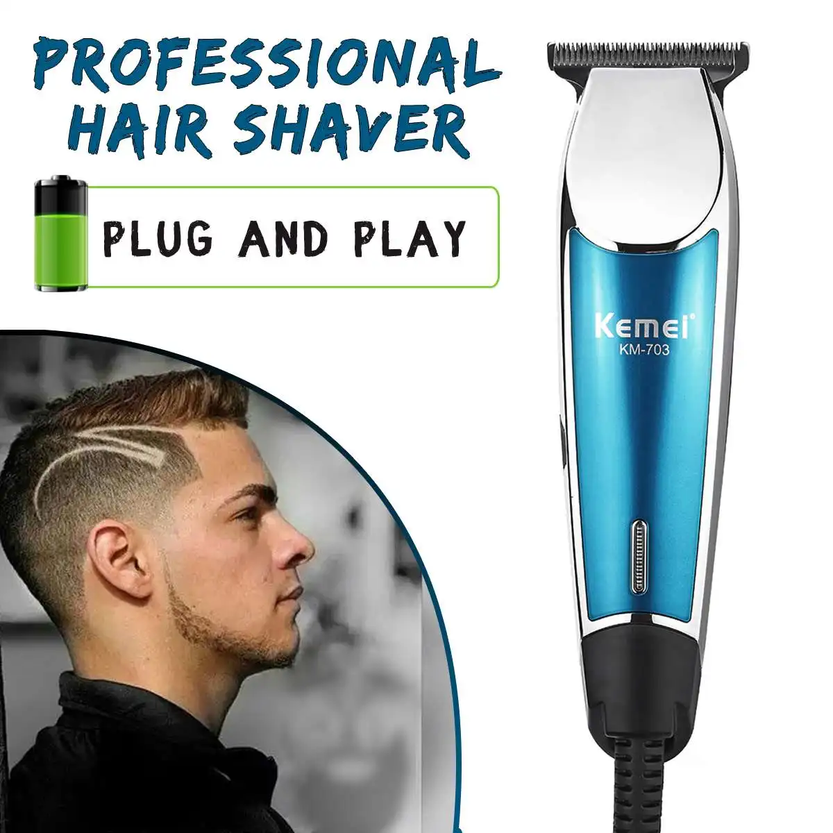 

KEMEI Professional Hair Clipper 0mm Baldheaded Rechargeable Electric Hair Trimmer Cutter Shavers Hair Razors Barber Haircut