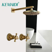 KEMAIDI 8 дюймовый античный латунный круглый настенный кран для