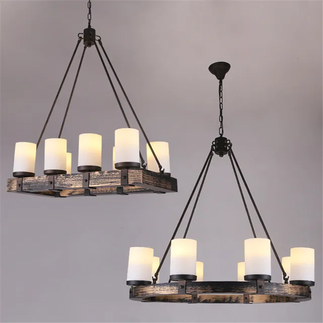 Vintage Wood Pendant Lights Lamp Loft Creative Personality