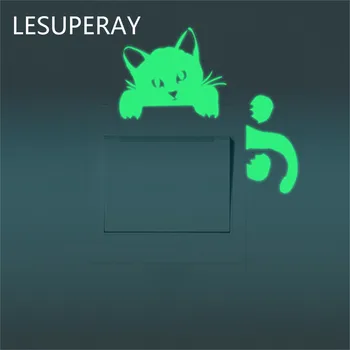 

DIY Cute Creative Kitten Cat Luminous Noctilucent Glow Switch Wallpapers Home