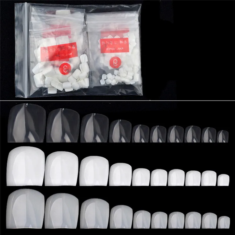 

Hot Sale 500 Pcs Fake Artificial Nails Sticker Natural Acrylic False Toe Nails Tips Fail Feet Toenail nep nagels faux ongle