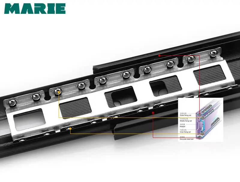 Drawer Slide Cold-Rolled Steel Fold Telescopic Drawer Runner 45mm Width Ball Bearing Sliding
