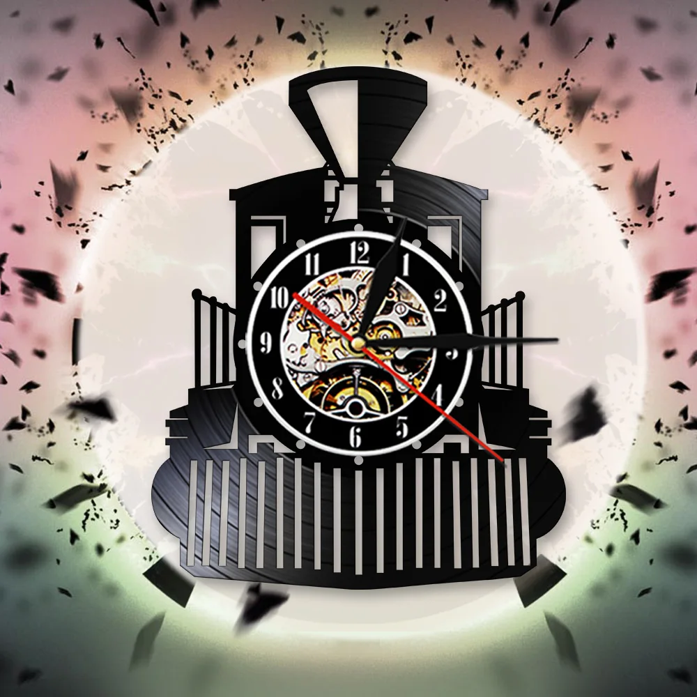 Steam Train Wall Clock Steam Engine Vinyl Record Wall Clock