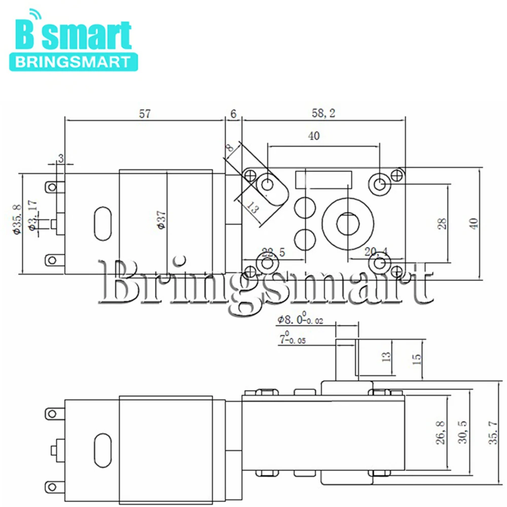 Bringsmart 6 в червячный мотор-редуктор A58SW-555 12 В мотор с высоким крутящим моментом Реверсивный DIY робот вращающийся стол дверной замок самоблокирующийся мотор 24 В