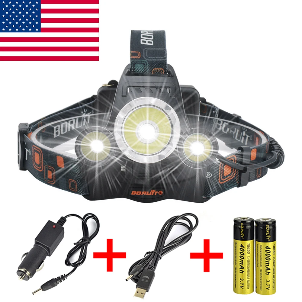cheap BORUiT XM L2 R5 LED Headlight RJ 300018650 Battery USB Charger Headlamp 4 Mode Waterproof Head Torch Camping Fishing Flashlight