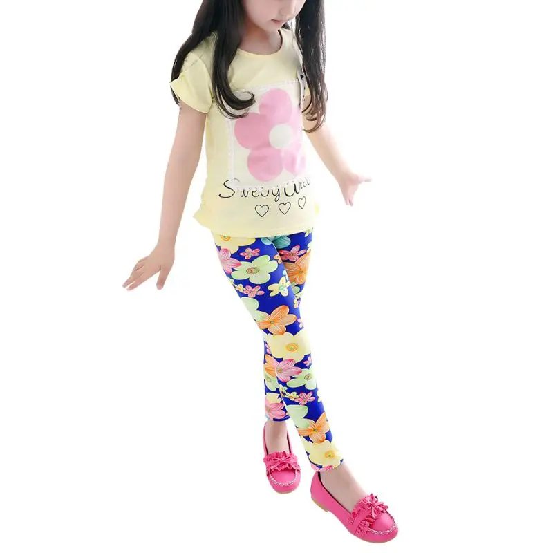 

2-13Y Baby Children Kids Girls Leggings Pants & Capris Solid Toddler Butterfly Floral Flower Print Girls Pants