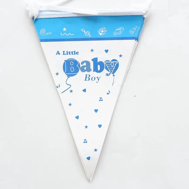 

10pcs Baby Boy Baby Girl Birthday Party Paper Flags Decoration Baby Shower Bunting Banner Garland Kids Favors Paper Flags