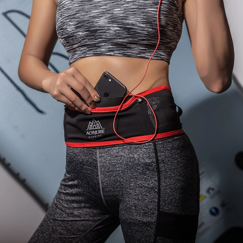 AONIJIE Men Women Slim Running Waist Belt Outdoor Sport Jogging Racing Marathon Hiking Gym Fitness Money Fanny Pack Mobile Bag