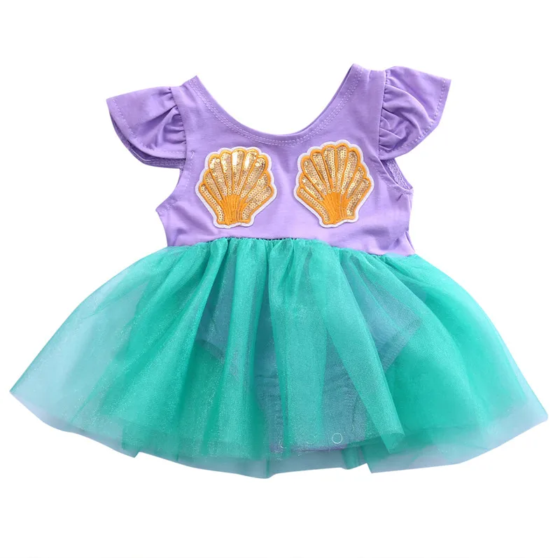 Hot Summer Newborn Baby Kid Girls Mermaid Romper TuTu Dress Skirts Outfits 0-18M