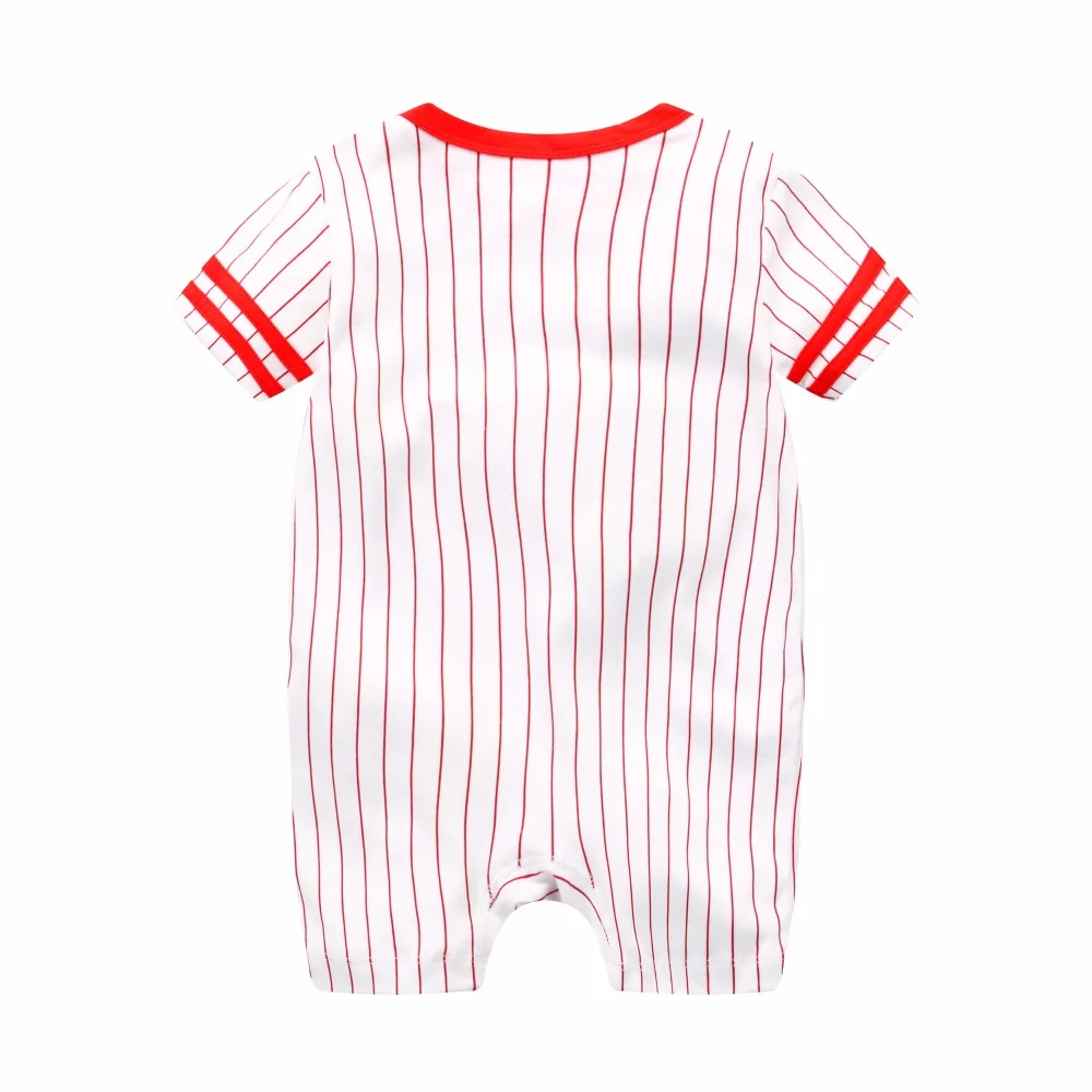 Детский комбинезон с короткими рукавами для мальчиков; спортивная одежда; Летний комбинезон для новорожденных; хлопковая одежда; детский бейсбольный слитный комбинезон