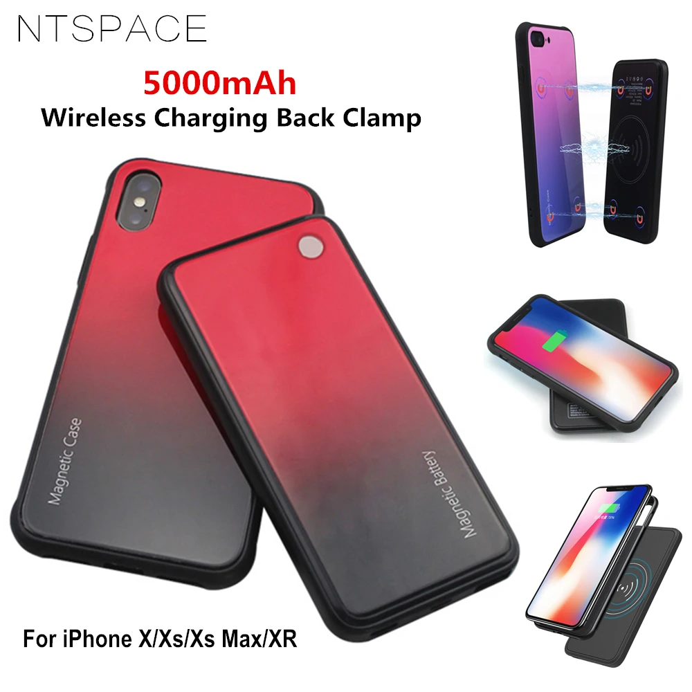 Беспроводной магнитный чехол NTSPACE 5000 мАч для зарядки аккумулятора iPhone X Xs Max
