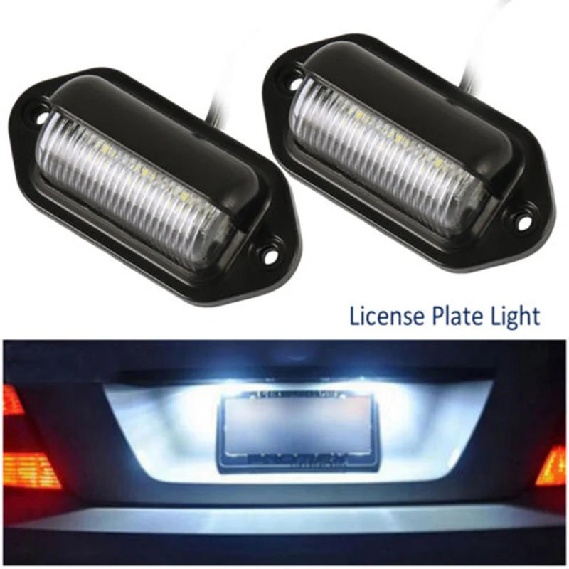 New 2 Pcs Universal 6 LEDs License Plate Tag Lights Lamp for Car Truck