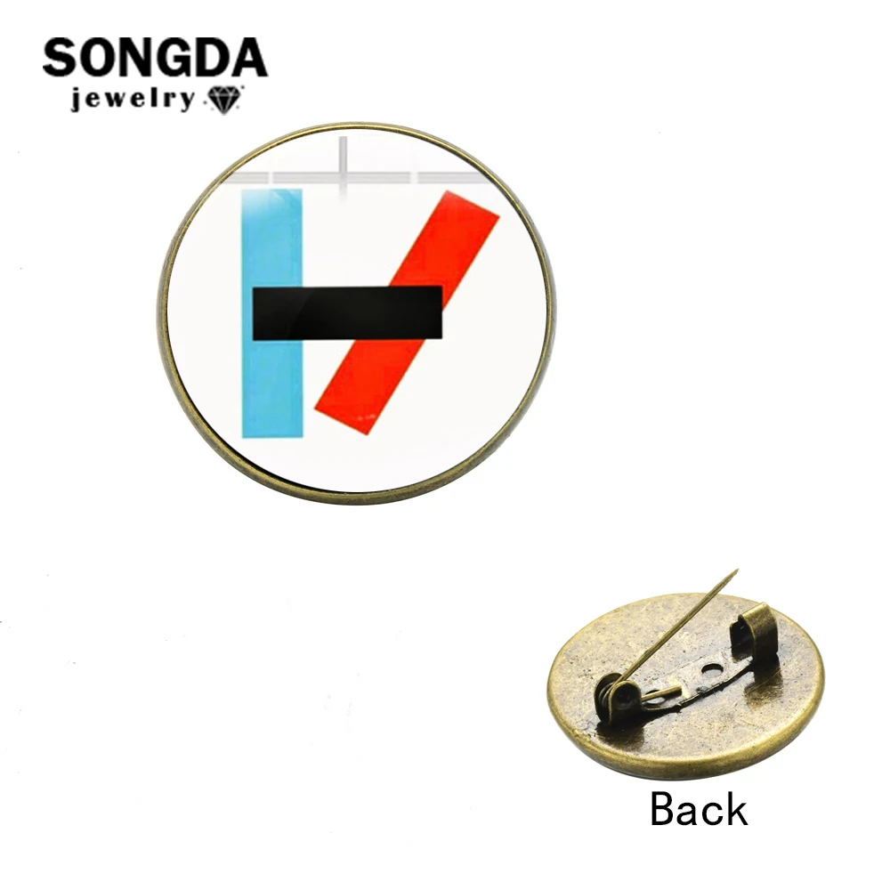 

SONGDA Trendy Twenty One Pilots Brooch Pins Music Band Symbol Glass Dome Metal Icon Badge on Backpack Clothes Decorative Jewelry