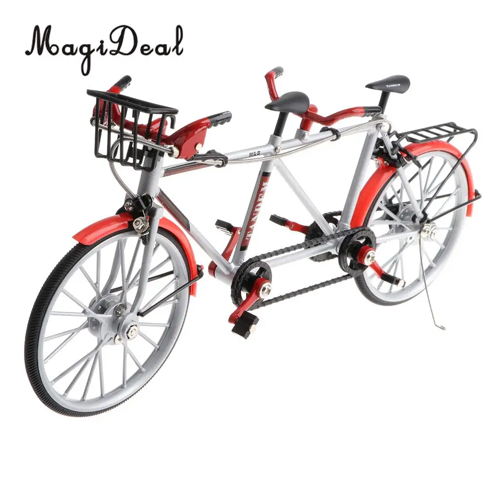 1:10 Scale Mini Alloy Diecast Racing Tandem Bike Model Bicycle Toy for Home Office Desk Decoration Collection
