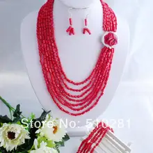 Модные вечерние свадебные туфли Коралловые украшения набор LK-814