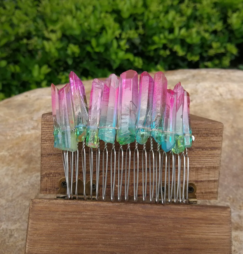 Необработанная Хрустальная корона Ocean Blue Green Opal Angel Aura Quartz серебряная с подвесом