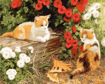 

Frameless painting by numbers paint by numbers for home decor PBN for living room 4050 yellow kitty