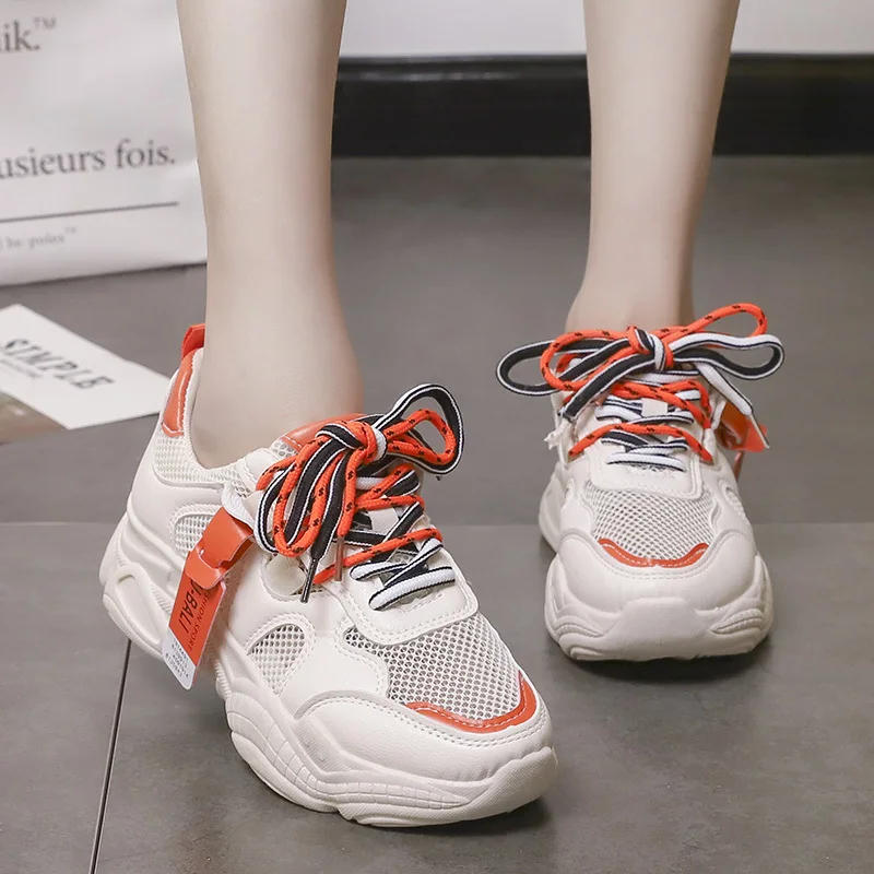 orange chunky sneakers